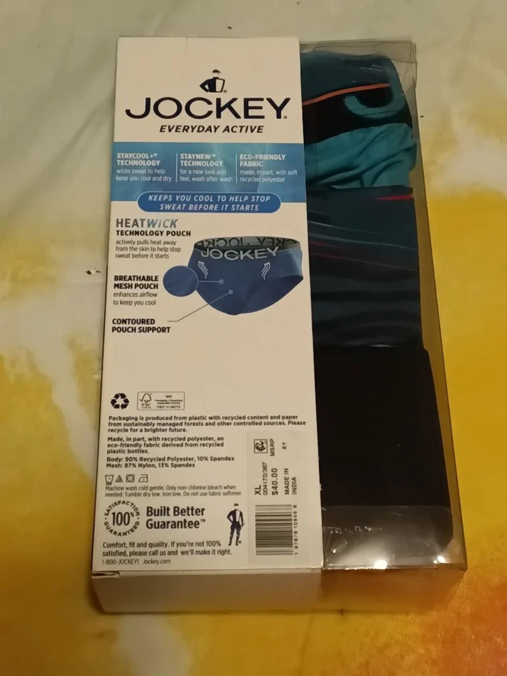 JOCKEY Men's Briefs 3 Pack XL Infinite Cool Microfiber Everyday Active